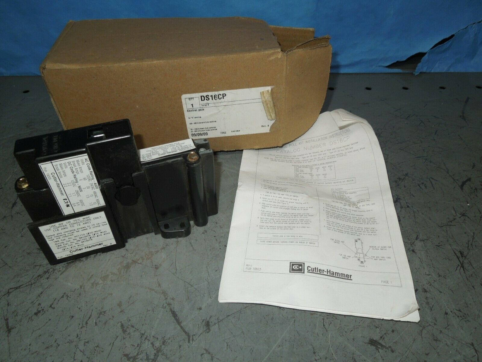 Cutler-Hammer/Eaton DS16CP Control Pole for &quot;K&quot; Switches New Surplus - $85.00