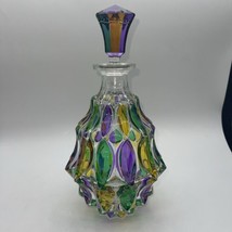 Murano, Venice, Italy, CC ZECCHIN crystal decanter. Vintage Mardi Gras C... - $173.25