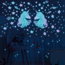 33.46 x 20.47 Inch Glow in The Dark Unicorn Wall Decals Unicorn Wall Stickers Bl - $29.68