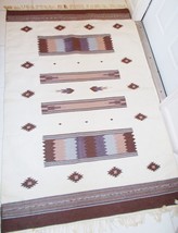 Dhuree Woven Wool Rug Tapestry 4&#39;X6&#39; India Vintage Estate - £309.96 GBP