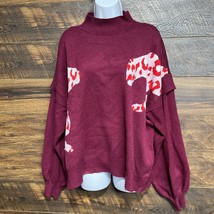 Crown &amp; Ivy Sweater Women&#39;s XL Puff Long Sleeve Mock Neck Jacquard Cat B... - $14.25