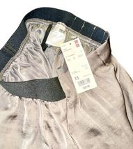 NWT Women Dark Brown Satin UNIQLO Mini Skirt Elastic Waist Sz Pockets XS Short image 6