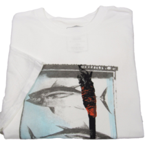 Quiksilver Men&#39;s Graphic T-Shirt Fishing Theme White Size Large - £11.71 GBP