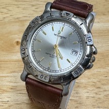 Wrangler Quartz Watch Hero Men Silver Fixed Bezel Leather Date Analog New Batter - £18.93 GBP