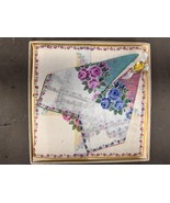 Vintage Ladies Floral Hankie Flowers Handkerchief Switzerland Women Box Tag - $20.53 CAD