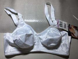 36D BALI White Satin Double Support Wirefree Womens Shiny T-Shirt CD Bra #3820 - £18.91 GBP