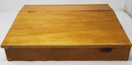 Wooden Artist&#39;s Flat File Storage Box with Brass Hinges Rustic Country Rural Vtg - £22.50 GBP