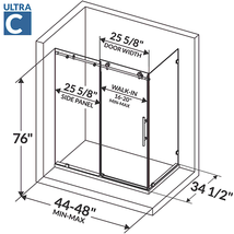 44-48&quot;W x 76&quot;H x 34 1/2&quot;D Shower Enclosure ULTRA-C Gold by LessCare - £811.47 GBP