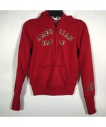 American Eagle Women’s XS Red Sweatshirt Hoodie Half Zip Embroidered - $20.36 CAD