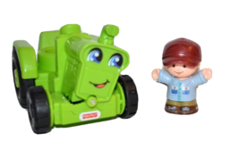 Fisher Price Little People Helpful Harvester Green Tractor with Farmer figure - £7.95 GBP
