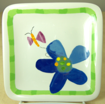 Small Square Plate Flower Butterfly Colorful Midwest Cannon Falls Cerami... - $12.59