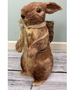 Large 16&quot; H Easter Sisal Straw Primitive Rustic Standing Rabbit Bunny w/... - $95.03 CAD
