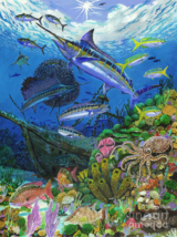 tropical fish marlins billfish octopus ocean reef ceramic tile mural backsplash - £47.47 GBP+