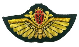  NORWAY AIR FORCE PILOT GOLD BULLION WIRE WING  EXCELLENT QUALITY CP BRAND  - $22.50