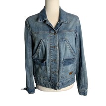 ROXY Distressed Soft Denim Jean Jacket L Med Wash Button Front Pockets C... - £37.11 GBP