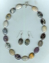 Sage Amethyst Puffed Oval Beads Necklace and Earrings II - £38.36 GBP