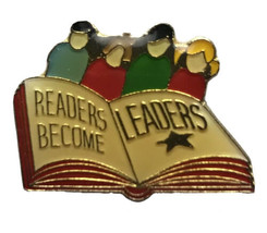 Readers Become Leaders Teacher Student Pin Gold Tone Vintage - $11.95