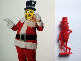 Planters Peanuts Red Plastic Whistle &amp; Mr Peanut Santa Claus Christmas Postcard - £9.04 GBP