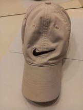 Nike Golf Hat Cap Ajustable Beige/Tan Lightweight 2 Swooshes Front &amp; Back - $13.86