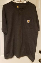 Carhartt Men&#39;s Henley Shirt Size Medium Short Sleeve Gray Original Fit Pocket  - £11.61 GBP