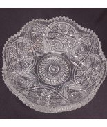 Crystal Cut Serving Bowl Footed Sawtooth Rim - €42,55 EUR