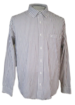 AEROPOSTALE Men shirt DRESS striped lng slv pit to pit 24 sz L cotton button up - £14.08 GBP