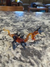 Dragon orange and black Figurine of Blown Glass Crystal 4&quot; - £23.35 GBP