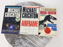 Lot of 3 Michael Crichton PB Books: Jurassic Park, Sphere, Airframe - £15.18 GBP