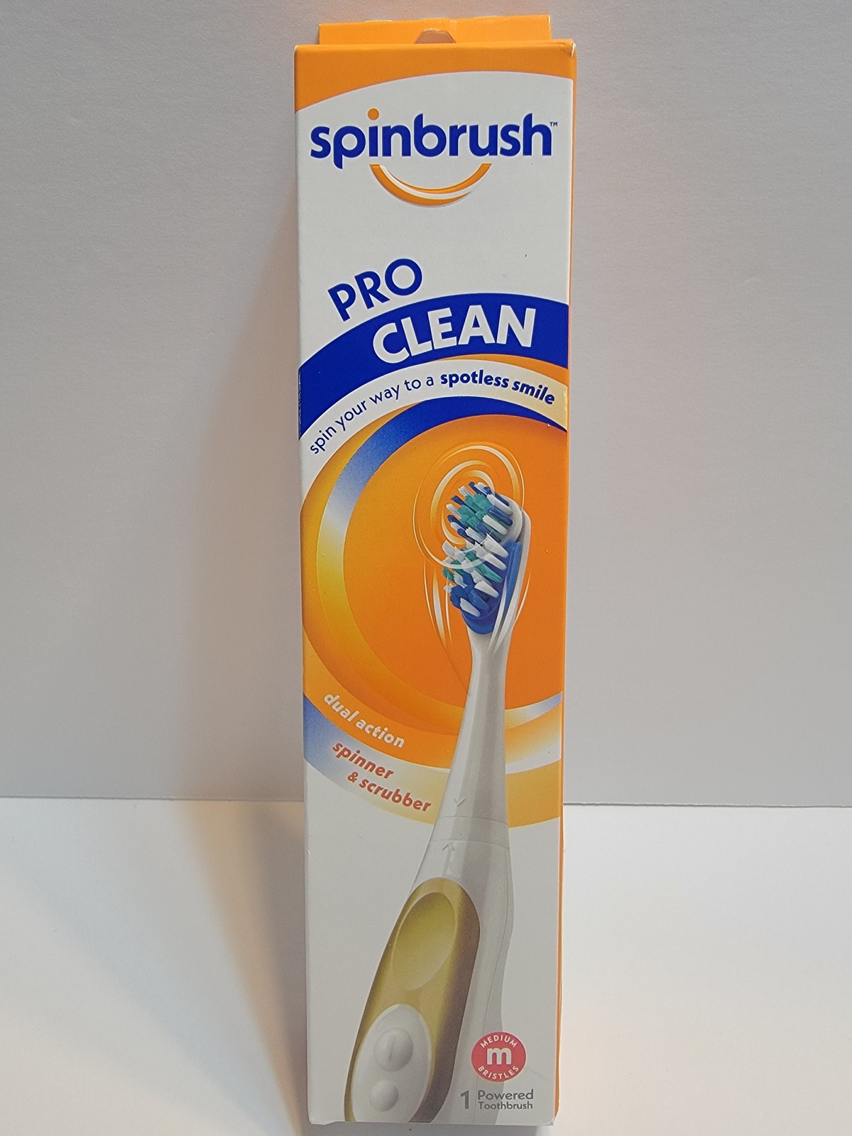 Primary image for New Spinbrush Pro Clean Battery Powered Toothbrush Medium Bristles Gold NIB
