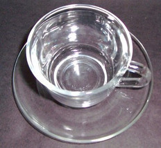 Arcoroc Cup &amp; Saucer Set Clear Glass Collectible Glass- Made In France - £9.43 GBP