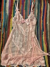 Loving Touch Mesh Babydoll Lingerie With Lace Cups & Matching Thong Panty-Medium image 9