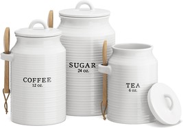 Canister Set For Kitchen Counter, Ceramic Set, Decorative Canisters, Coffee Tea - $54.98