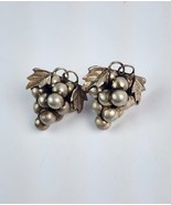 Vintage Sterling Silver Taco Grape Leaf Cluster Screw-back Clip Earrings... - $29.69