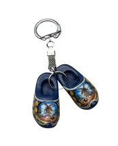 Dutch Miniature Wooden Shoes Keychain Purse Fob Keyring Holland Blue Klo... - $190.18 MXN