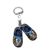Dutch Miniature Wooden Shoes Keychain Purse Fob Keyring Holland Blue Klo... - $189.80 MXN