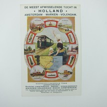 Postcard Netherlands Tour Amsterdam Marken Volendam by Train Steamer Ship &amp; Tram - £11.79 GBP