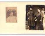 RPPC Dual View Edwardian Women Merry Widow Hat UNP 1906 Postcard Y9 - $6.88
