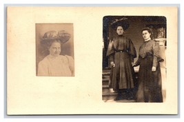 RPPC Dual View Edwardian Women Merry Widow Hat UNP 1906 Postcard Y9 - £5.57 GBP