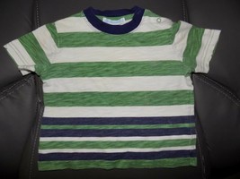 Janie and Jack Green/White Striped Blue Collar Shirt Size 6/12 Months Bo... - £11.45 GBP