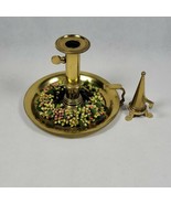 Brass Adjustable Candle Stick Holder Turn Key Saucer Style Made In Italy... - £31.40 GBP