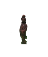 Vintage Hand Carved Stone Chinese Woman 13&quot; Tall Brown Flaw Around Neck - £22.58 GBP