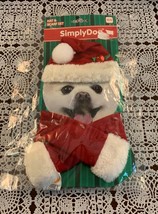 Simply Dog Holiday Hat Scarf Set SMALL Red and White Faux  Fur Trim Bran... - £7.72 GBP