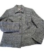 Sag Harbor Jacket Gray Charcoal Preppy Black Knit Classic Buttons Women ... - $10.80