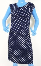 Vince Camuto Women&#39;s Dot-Print Ruched Sleeveless Dress M 8 10 Blue Stret... - $15.83