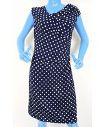 Vince Camuto Women&#39;s Dot-Print Ruched Sleeveless Dress M 8 10 Blue Stret... - $21.50 CAD