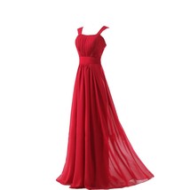 Kivary Women&#39;s Long Chiffon Simple Cap Sleeves Corset Prom Bridesmaid Dresses Re - £71.65 GBP