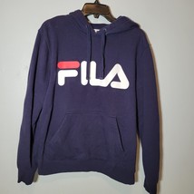 Fila Mens Hoodie Small Sweatshirt Blue Fleece Drawstring - $16.99