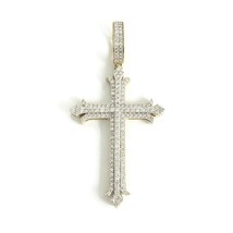 Authenticity Guarantee 
Men&#39;s Large Pave Diamond Cross Necklace Pendant 10K Y... - £2,000.87 GBP