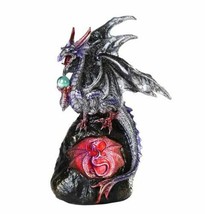 Ebros Lavender Dragon with LED Light On Lava Mountain 8.5 Inches Tall Fantasy - £24.84 GBP