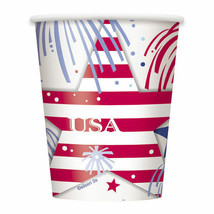 USA Fireworks July 4th Cups 8 ct Hot Cold Paper 9 oz Memorial day - $2.96